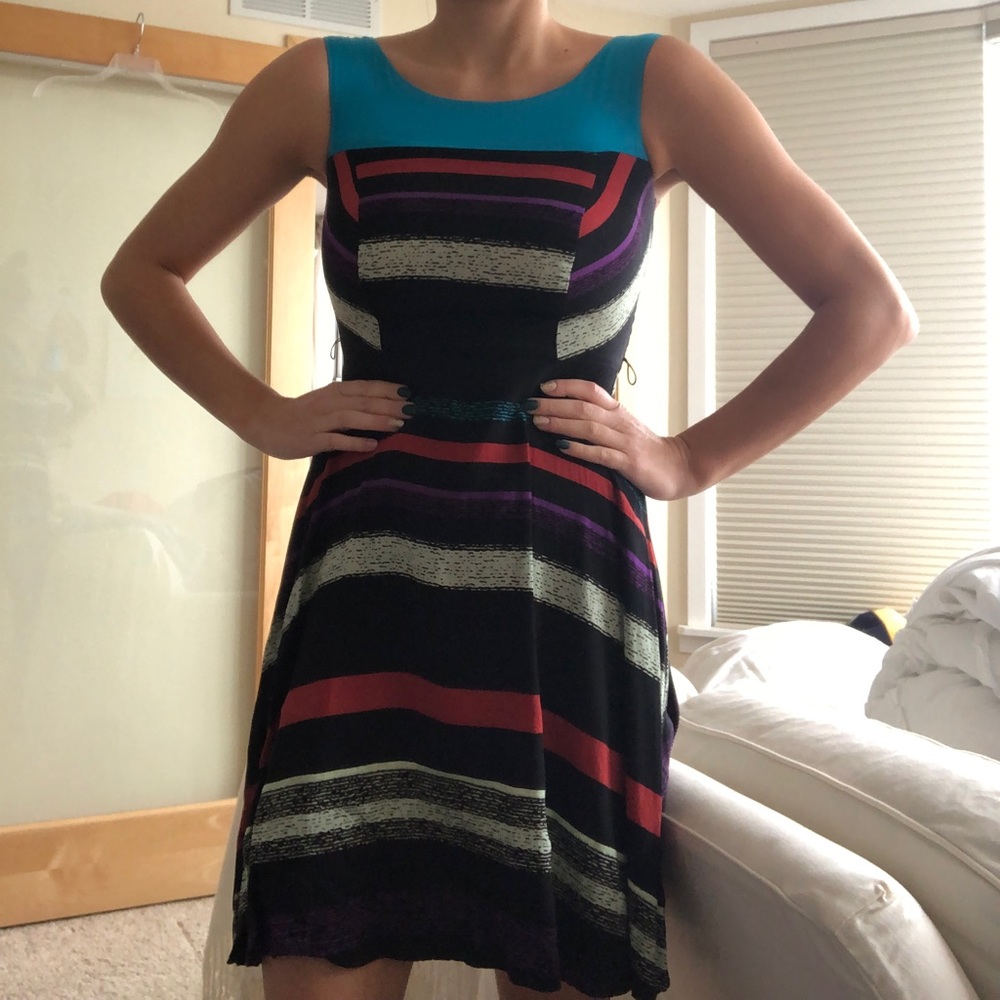 Black & Multi-Color Stripe Dress